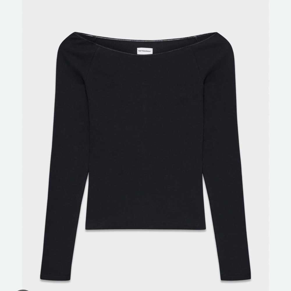 Aritzia Homestretch ribbed gray long sleeve off the shoulder top